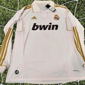 Adidas White and Gold Long Sleeve Jersey